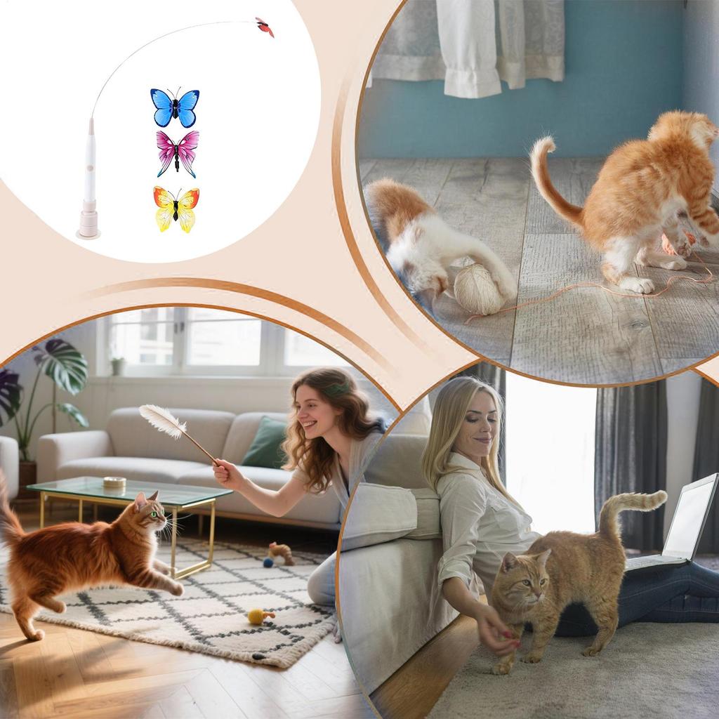 Interactive Cat Toy Suction Smart Battery Operated Automatic Electronic Toy Wand For Small Medium Kitten Home Apartment Play