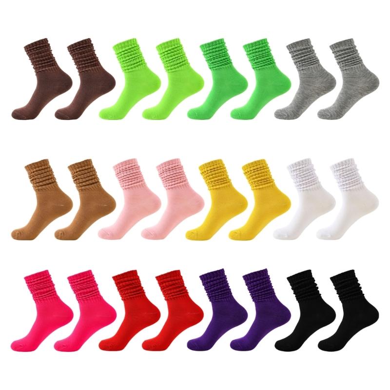 Calf Socks Slouch Socks Scrunch Stacked Socks Ribbed Knit Scrunchie Boot Socks for Women Girls