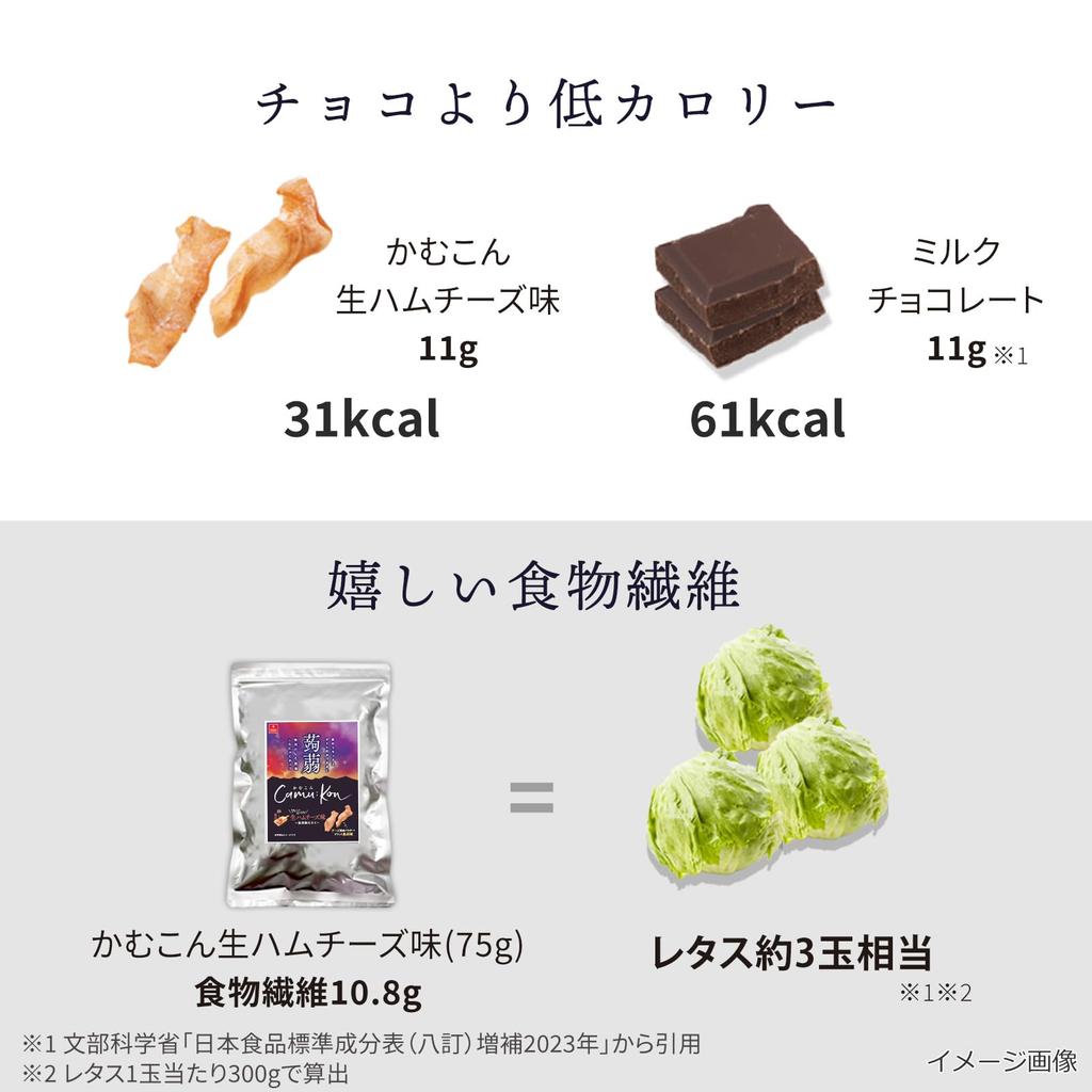 Asuzak Foods Kamukon Konjac Snack Prosciutto Cheese Flavor Healthy Snack Without Feeling Domestic Konnyaku Snack Jerky Prosciutto Ham Cheese 75g X 1