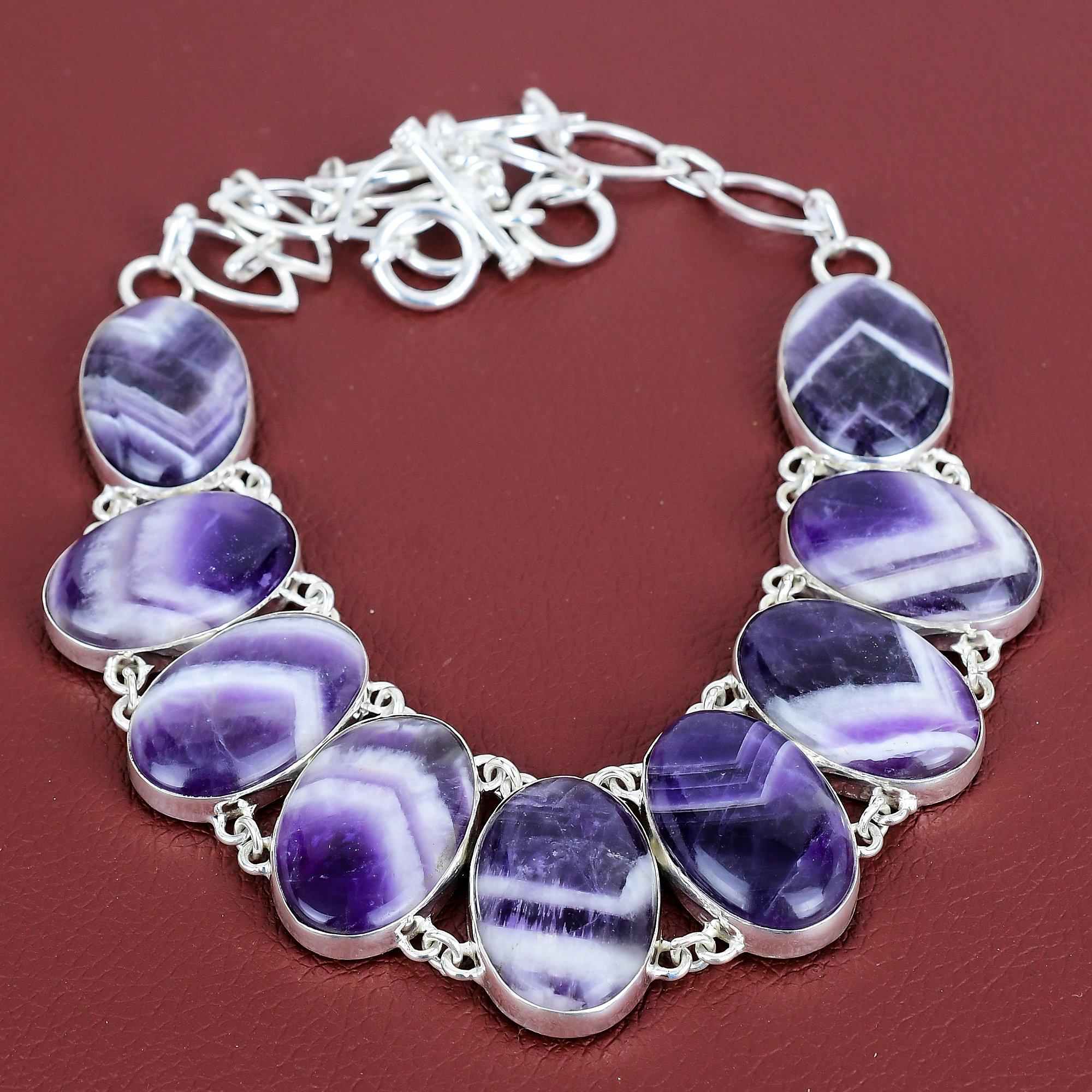 Chevron amethyst necklace 925 sterling silver necklace handmade adjustable chain necklace gemstone jewelry engagement gifts stylish necklace Adjustable