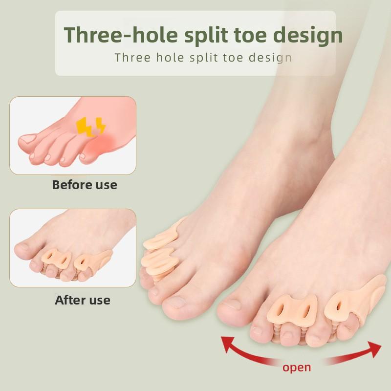 Trehåls tådelare, Hallux valgus-ortos för lilltån, Överlappande tår som klämmer ihop foten, Osynligt slitageskydd för tår