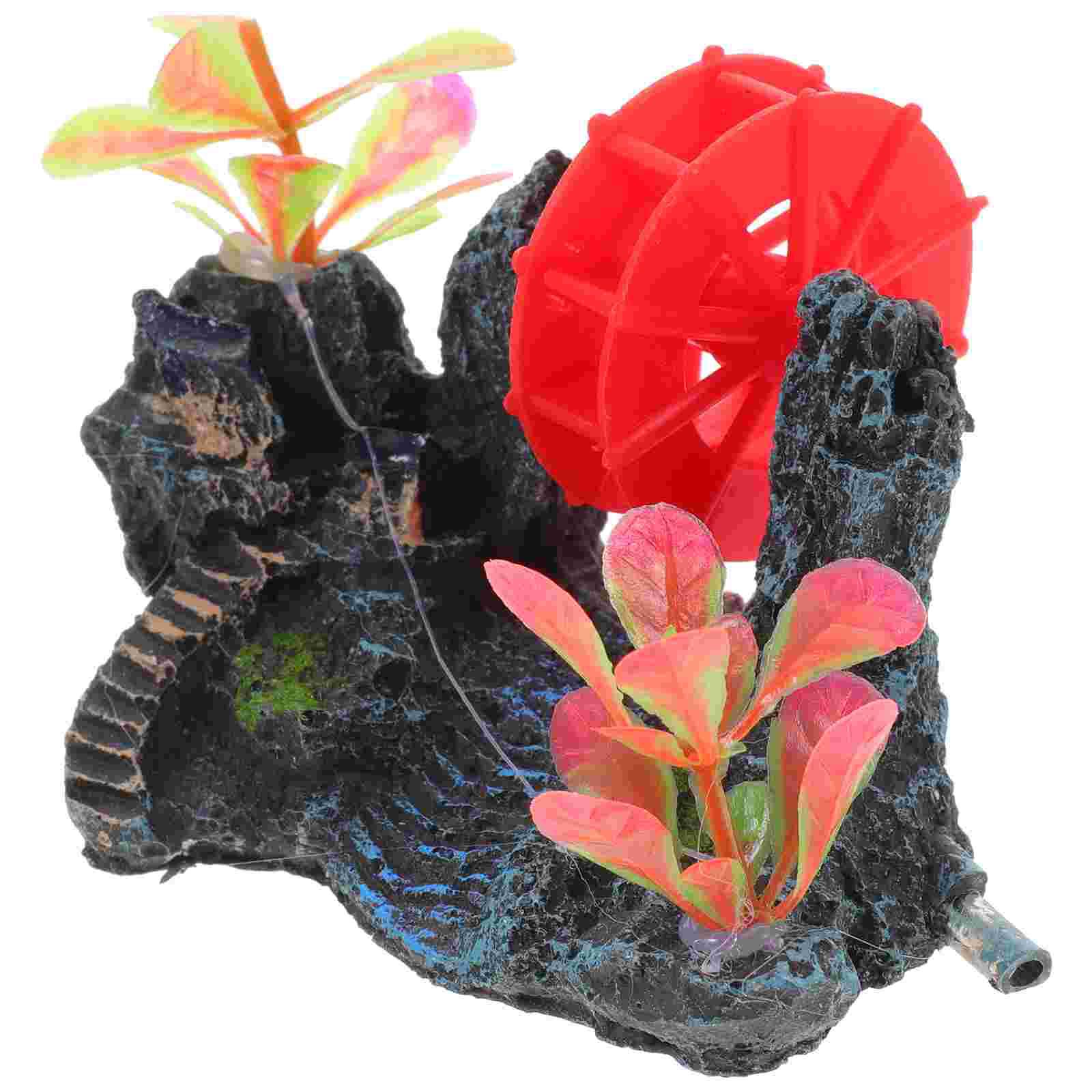 Water Wheel Ornament Aquarium Rockery for Fish Tank Landscape Decor The Bubble Resin XXL