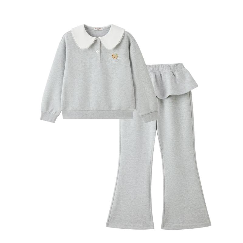 PawinPaw Girls' Cartoon Bear Knit Sweatshirt & Pants Set