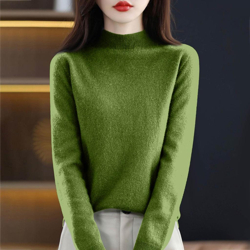Women's Knit Turtleneck Long-Sleeve Top Casual Comfortable Long-Sleeve Blouse