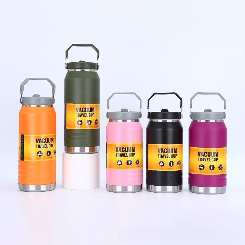 1200/1600ml 304 Stainless Steel Vacuum Travel Cup, Large Capacity Insulated Water Bottle with Handle