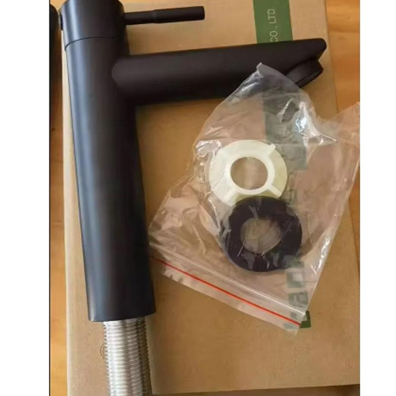 Stainless Steel Water Tap Single Cold Black Basin Fauct Silver Deck Mounted Lengthening and Raising Basin Sink Tap