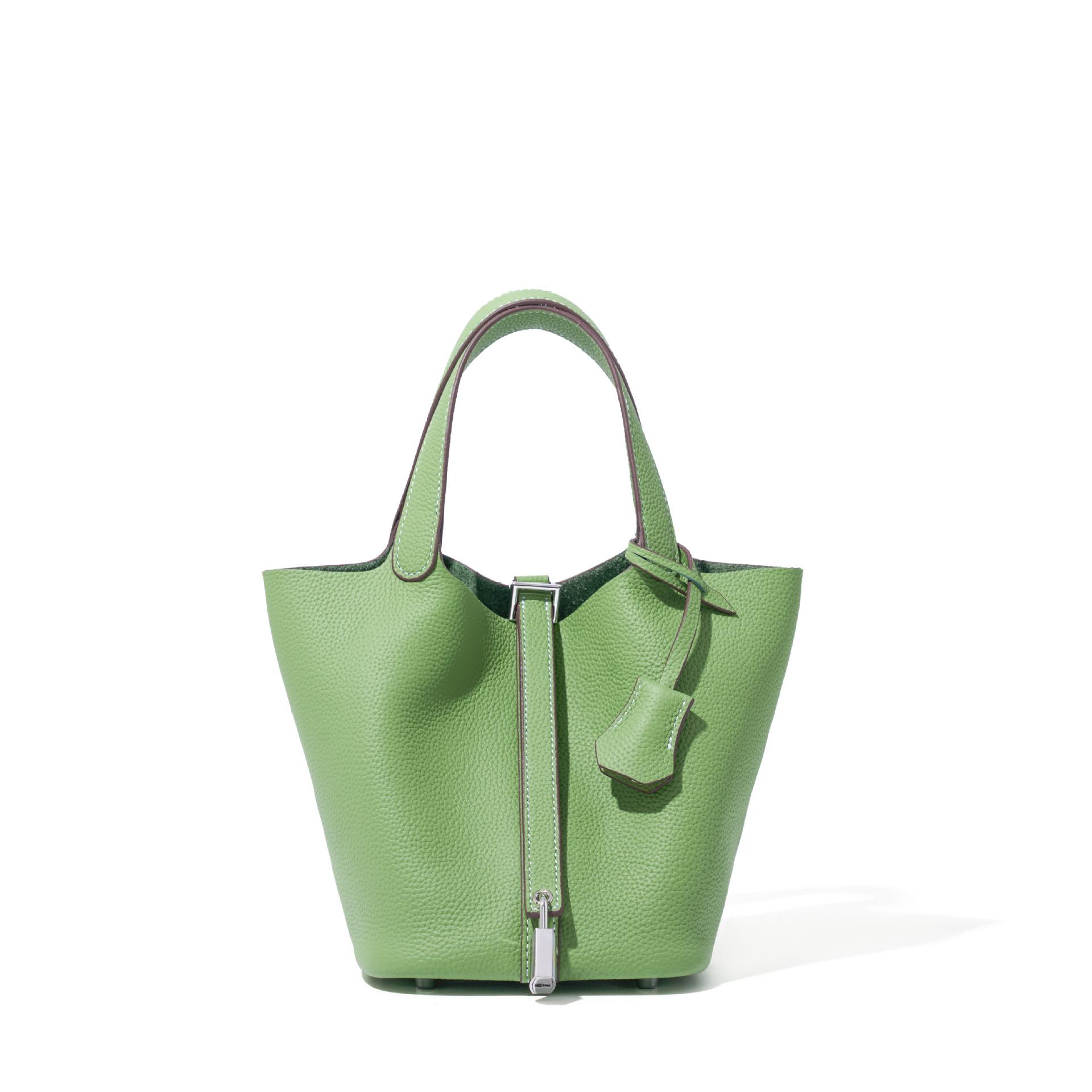 

Vegetable basket bag 18 hand bag TOGO first layer cowhide bucket bag commuter versatile women bag casual style 18*13*18cm