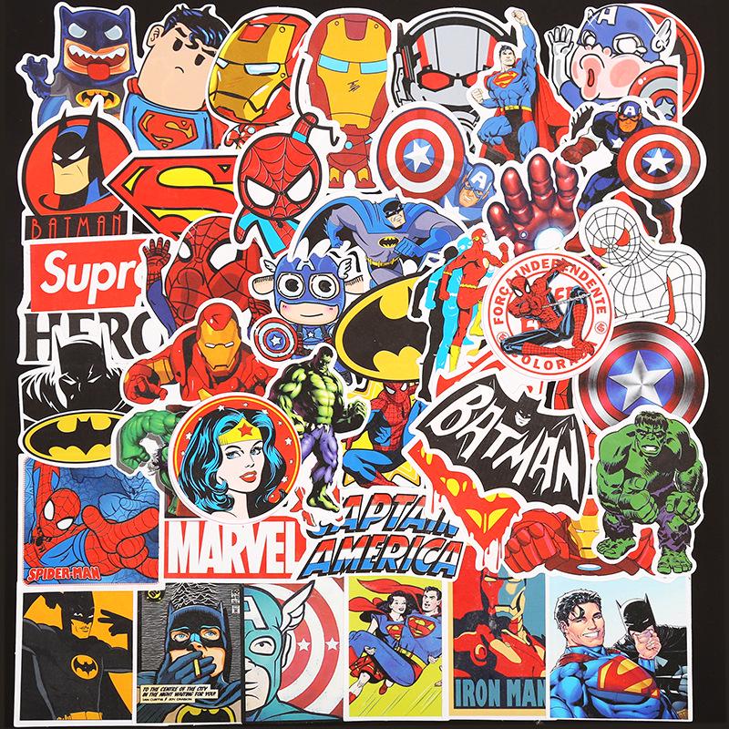 50 Marvel & DC Superhero Cartoon Stickers for Car, Guitar, Notebook, and Graffiti Use