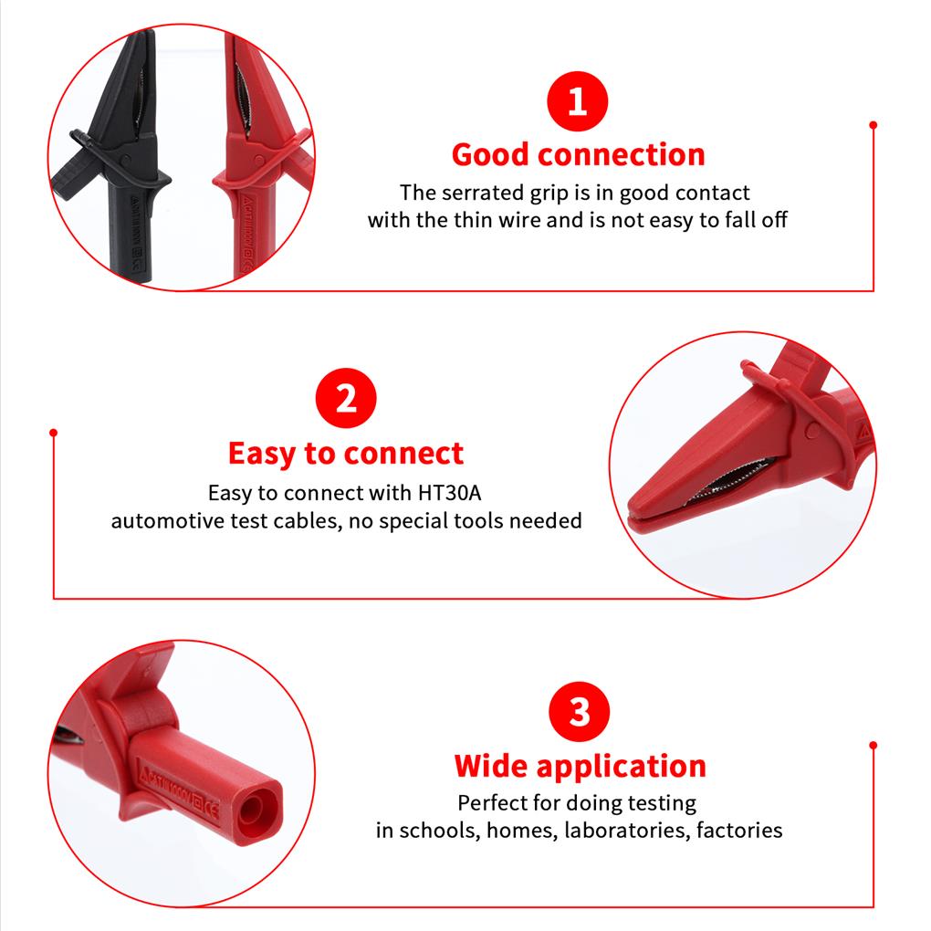 HT18A Alligator Clip Universal Testing Lead Component Automotive Battery Test Clamp Set Electricity Detect Tool Accessories