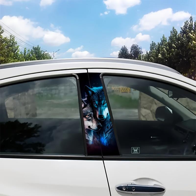 2-teiliges Mystery Wolf Autoaufkleber Tier-Thema Wolfsmuster Aufkleber - Einfache Anbringung Sonnenschutz Klebstoff Autoaufkleber
