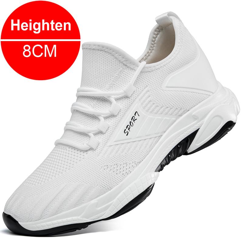 Fashion COZOK Man's Fashion Sneakers New Men Elevator Shoes Height Increase Shoes For Man Casual Insole 8cm Heels Moccasins Taller Male