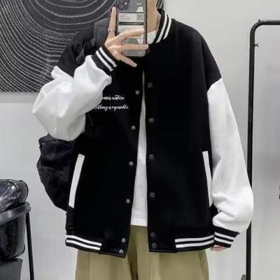 Men's Color Block Print Baseball Jackets - Spring & Autumn Casual Coats for Students & Boys Sportswear