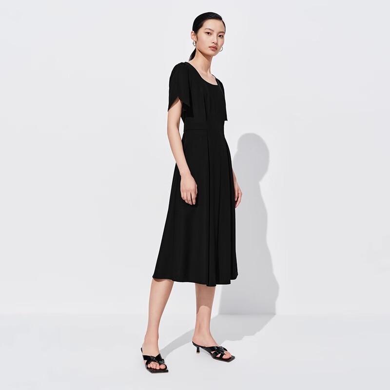 Sweet Basil Women's Square-Neck Short-Sleeve A-Line Midi Dress