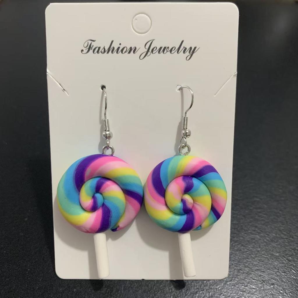 New European and American Fashion Earrings, Simulated Food and Play Lollipop Pendant Earrings, Fun DIY Necklace Set