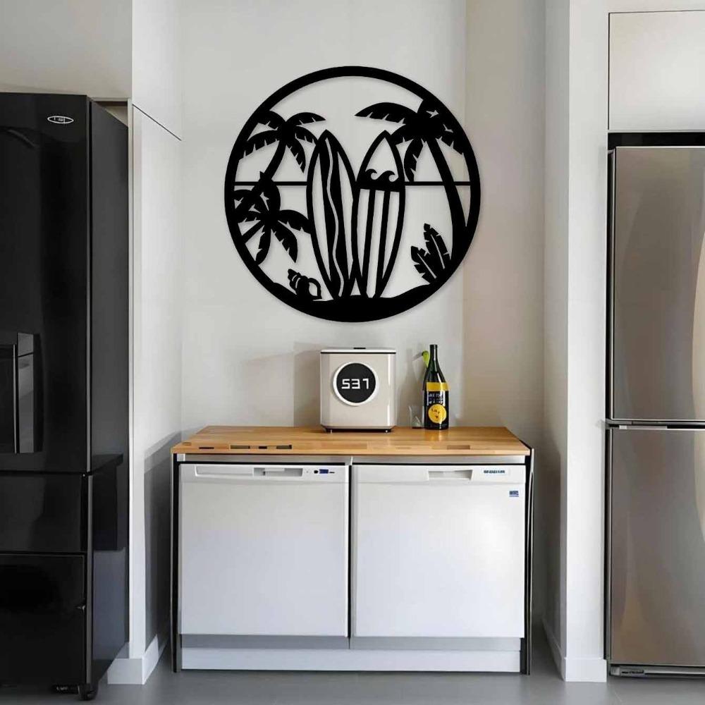 Iron Wall Sculpture 1pc 30cm Surfing Theme Home Decor Boho Living Room Bar Minimalist Aesthetic Beach Apartment