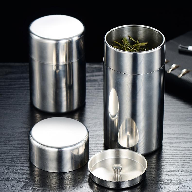 Portable 304 Stainless Steel Tea Storage Can - Sealed Small Size for Household Use