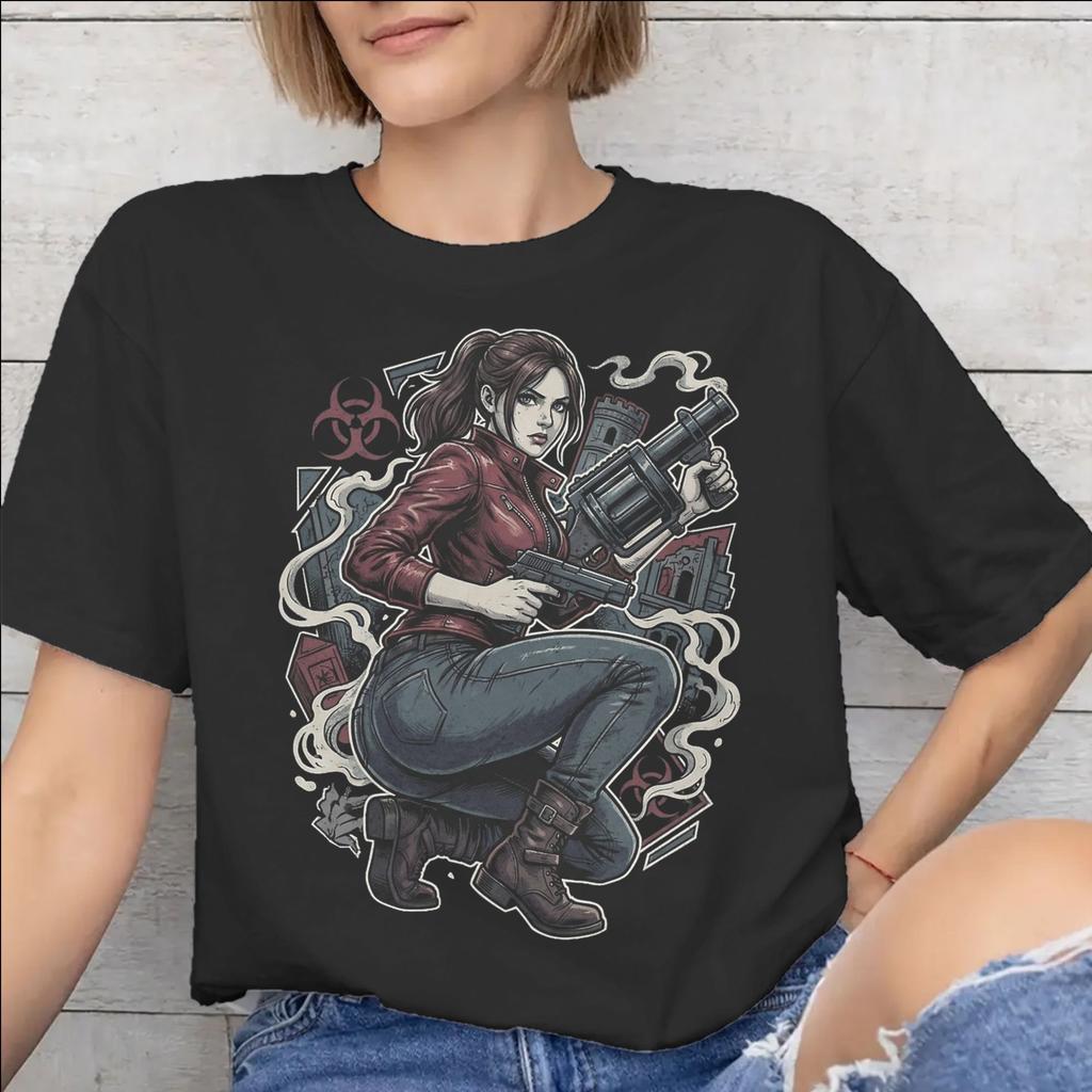 Unisex WoUnisex Printed Claire Redfield Tee T Shirt Cotton Tshirts Clothes