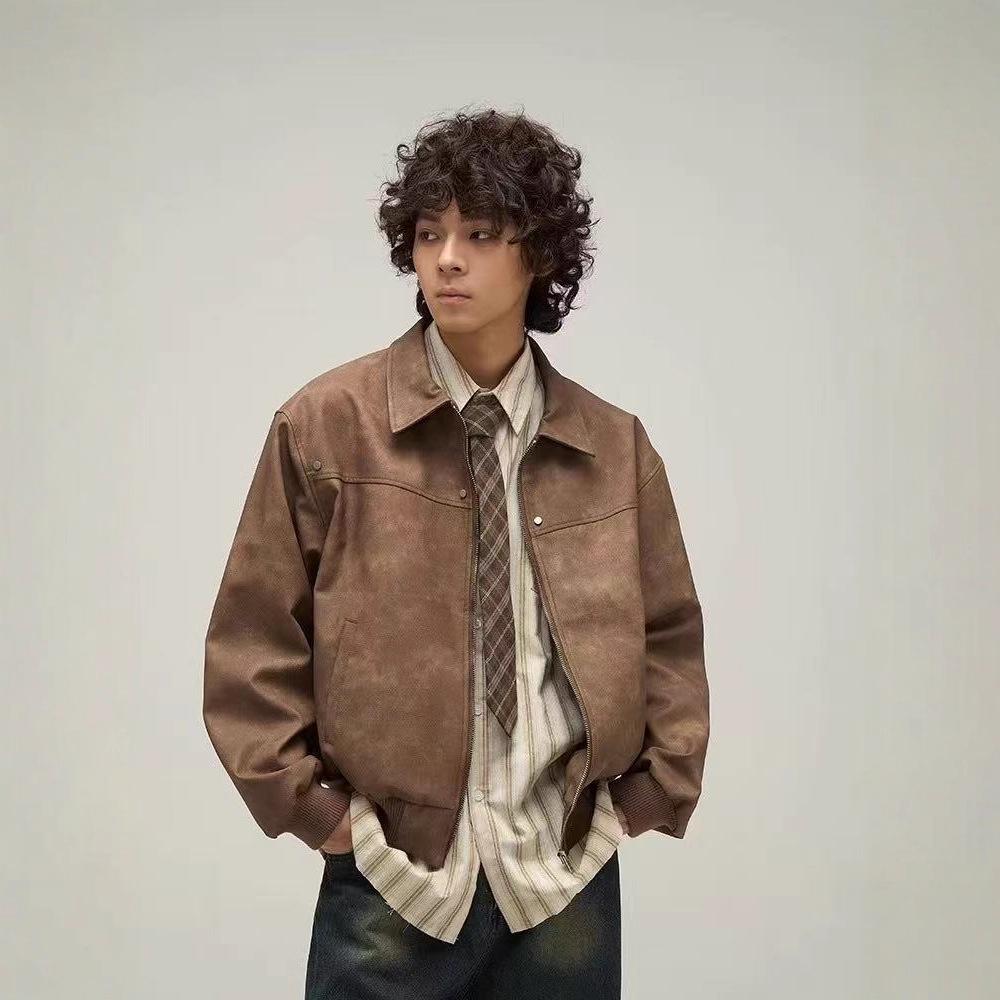Men's 2025 Autumn Retro Cropped Jacket - High-End, Clean Fit, Streetwear Style