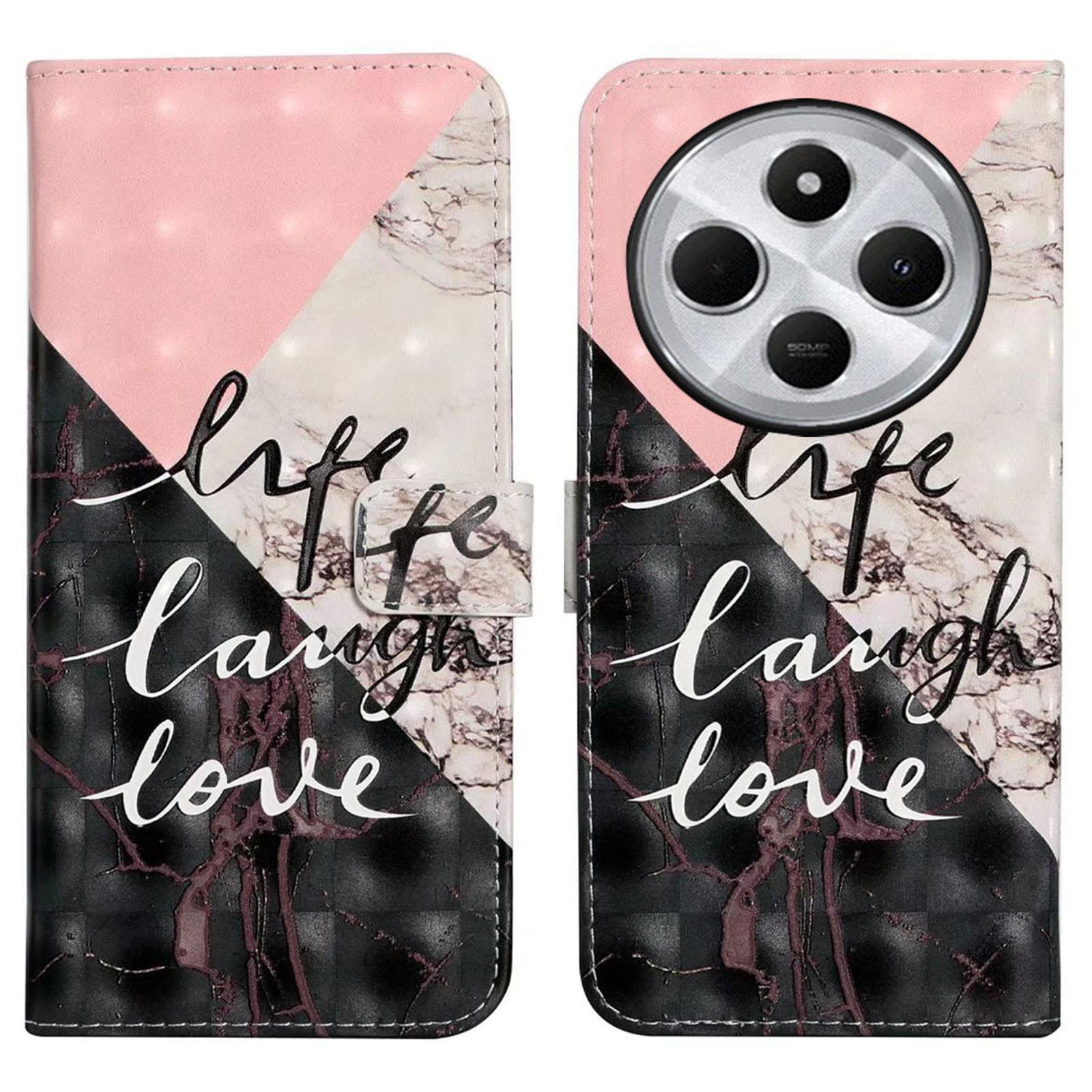 

Для Xiaomi Poco C75 4G/Redmi 14R 5G/14C 4G Чохол 3D Креативний візерунок PU Шкіра Підставка Чохол для телефону Tri-Color Marble