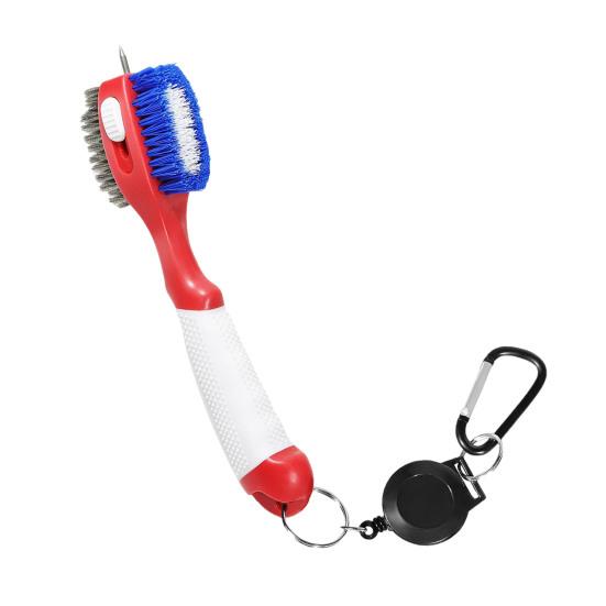 Ferramenta de limpeza de escova de taco de golfe com cerdas de náilon Mosquetão magnético Limpador de taco de golfe