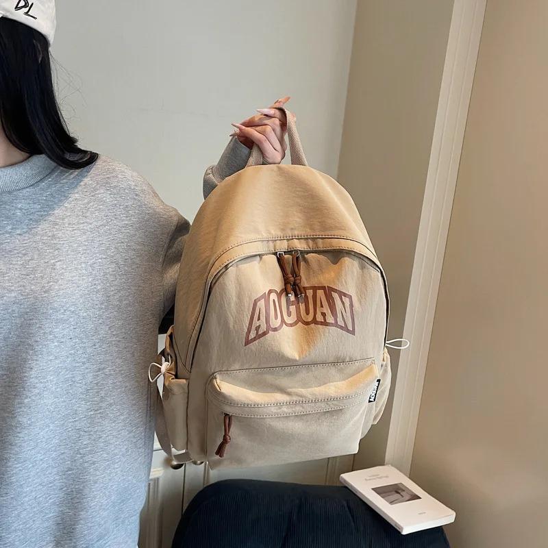 New Alphabet Backpack Women's Japanese Simple Large Capacity High School Student School Bag Travel Backpack