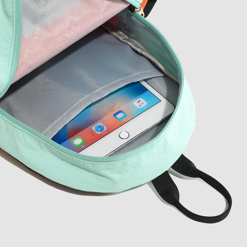 Colorblock Nylon Backpack with Mesh Pocket Lightweight Outdoor Daypack for Travel School Daily