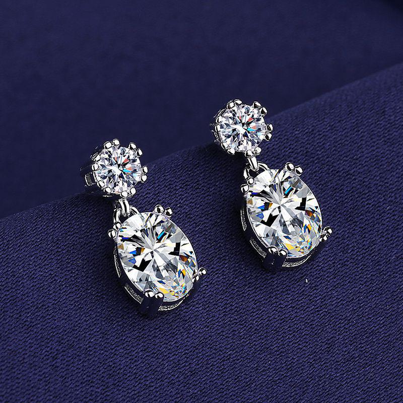 Moissanite Love Egg-Shaped Silver Diamond Earrings S925