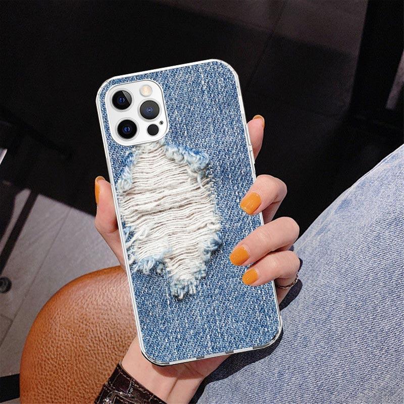 Jeans Cowboy Denim Printed Phone Case For iPhone 17 Air 16 Pro Max 16E 15 + 14 Plus 11 12 13 Mini 7 8 SE Gift Print Cover Fundas
