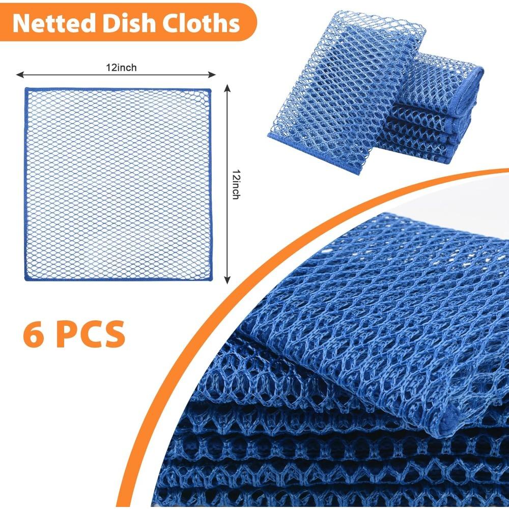 Panni Rete per Lavare i Piatti Senza Odori Spugna Lavapiatti per Cucina - Asciugatura Rapida e Facile da Pulire Panno Rete per Piatti Confezione da 6 Pezzi 30cm x 30cm Blu