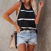 Women Sleeveless Casual Tank Top Striped Round Neck Summer Lightweight Soft Fabric Comfortable Fit