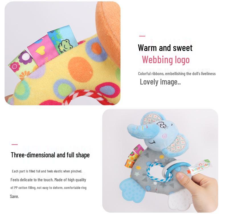 Happy Monkey Newborn Plush Teether & Hand Rattle Toy