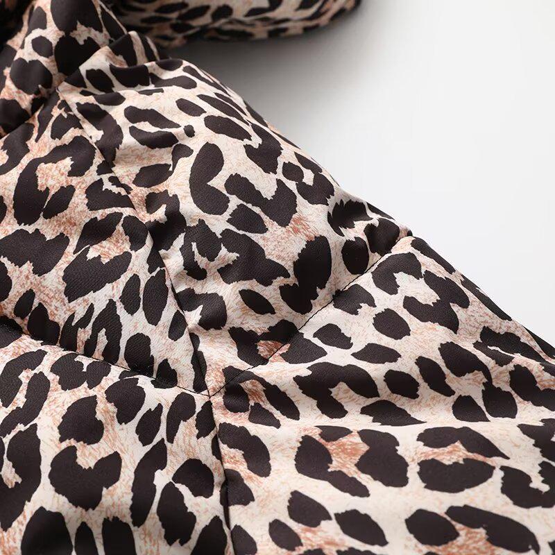 2025 Spring Women's Warm Leopard Print Hooded Cotton Coat - Simple and Versatile