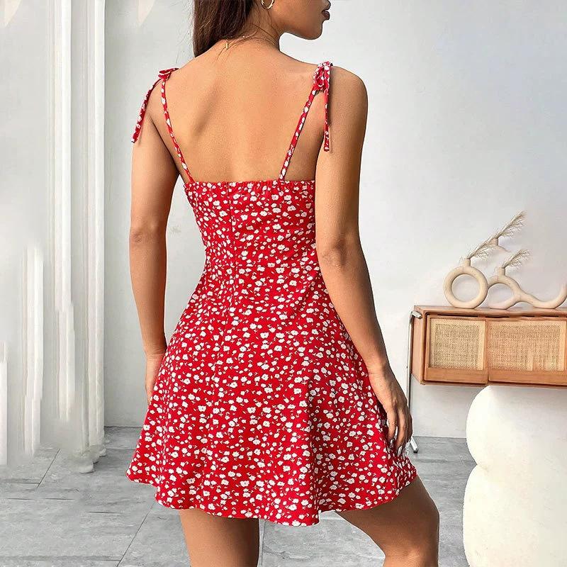 Women's Summer Floral Spaghetti Strap Beach Short Dress,Womens Dresses,Woman Clothing,Woman Clothes,Sundress