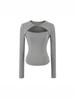 Korean Design Twist Neck Cutout Slim Fit Long Sleeve T-shirt for Women - 2026 Spring Collection