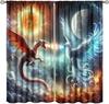 Dragón de Fuego y Hielo Curta Feria de Fantasía Cuento de Hadas Dragón Azul Rojo Niños Niñas Adolescentes Cortinas Opacas Para Dormitorio Sala de Estar