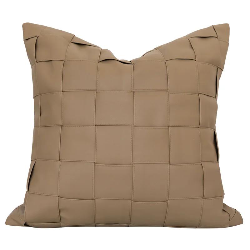 France Fashion Plaid Pillow Covers High Grade Luxury Modern Farmhouse Square Cushion Case for Decor Bench Sofa Couch