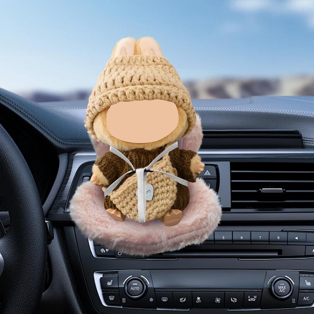 Autodekorationen, Autositz für Puppen, pelziges Kissen, lässt sich mit einem Sitz am Auto befestigen, inklusive Sitzbein für die Anzeige auf dem Schreibtisch