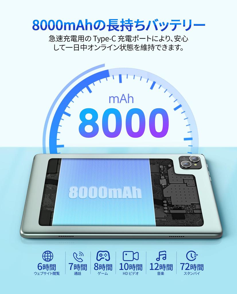 PUTTECH Android 14 New TF 8000mAh 5G Dual GMS Android Tablet Bluetooth 1280 x 800 FHD IPS Display 10-inch Tablet, Arrival, 10-inch Wi-Fi Model,