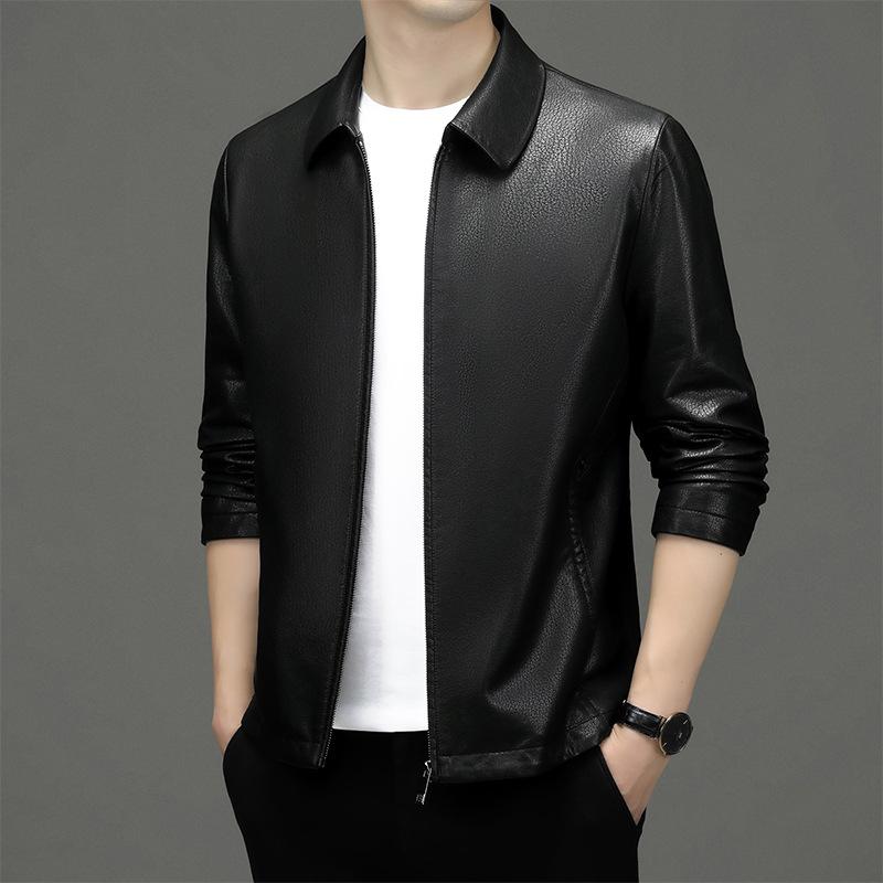 

Куртка из овечьей кожи мужская весенне-осенняя бархатная утолщенная куртка с воротником-стойкой повседневная кожаная куртка 195