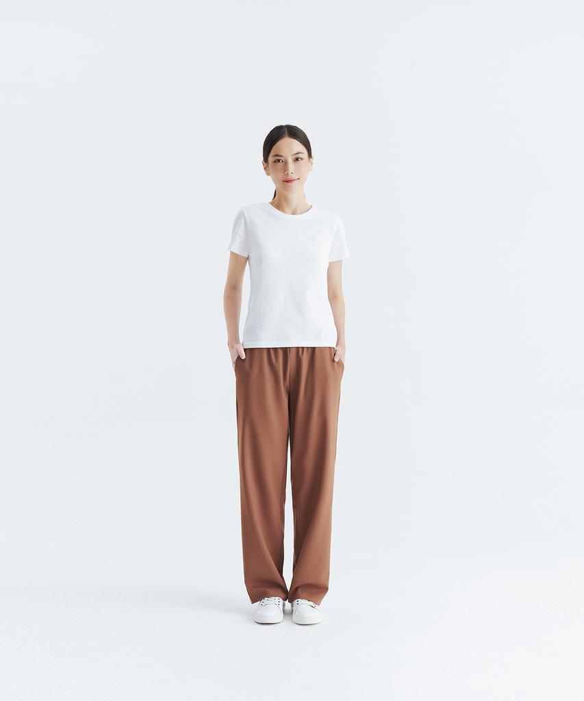 WHOLOVESART Unisex Semi-Wide Elastic Waist Slacks Camel