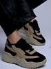 Chunky Platform Sneakers for Women Colorblock || Lace-Up Athletic Shoes with Wavy Sole Design Casual and Party
