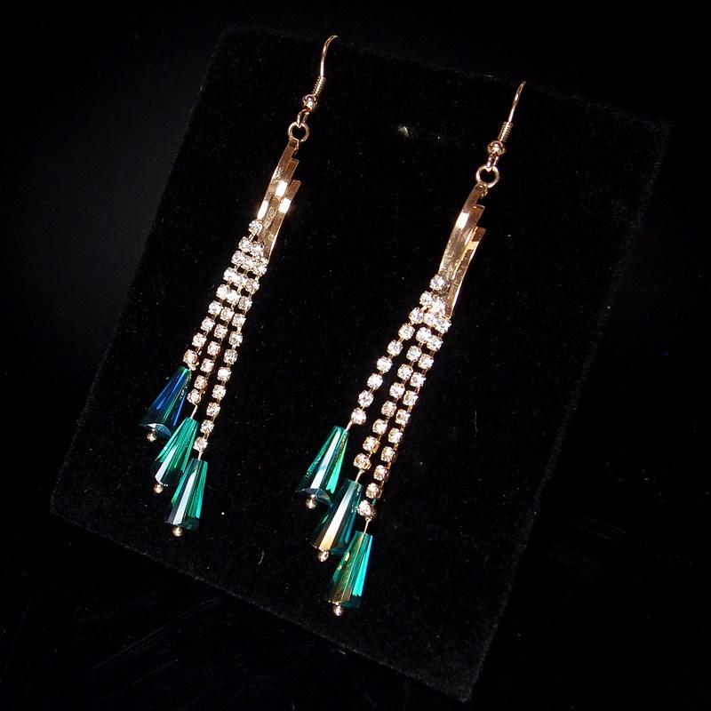 Star Shine Luxury Crystal Earrings Fashion Gala High-end Diamond Earrings Tassel Temperament Earrings