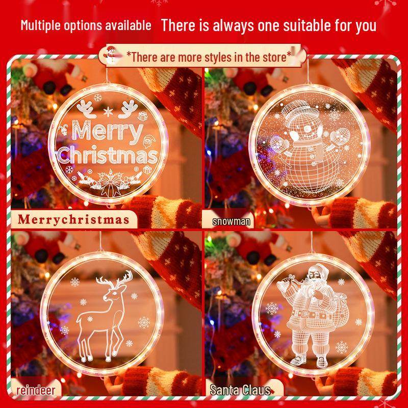 Battery-Operated LED Christmas Luminous Letter String Lights with Suction Cups