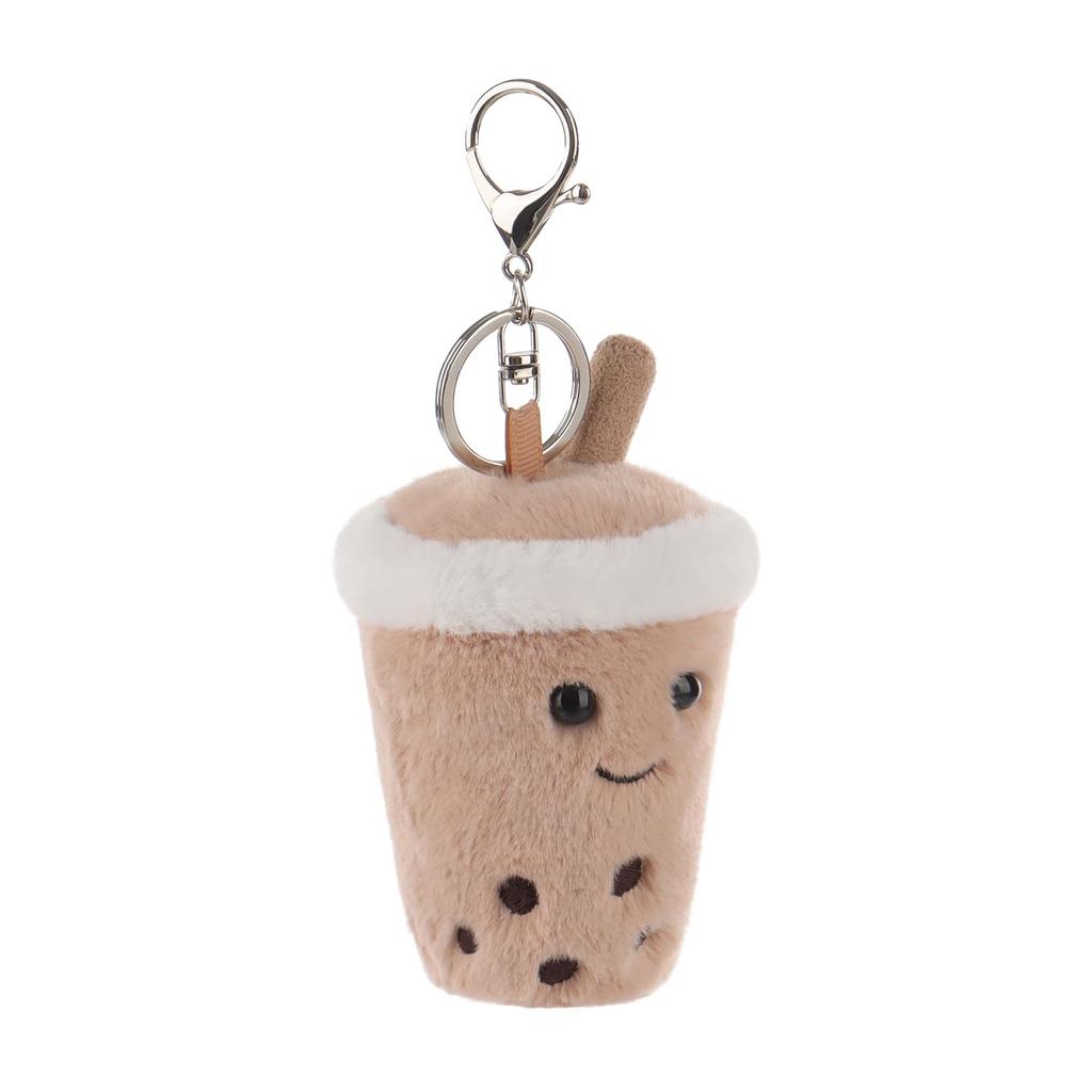 Apricot Lamb Bubble Tea Cute Soft Animal Keychain Plush Toy, Suitable for Men and Women, Backpack, Wallet, 10cm