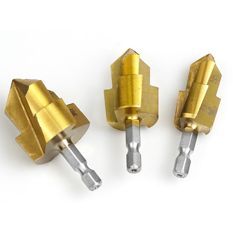Three Blade Ppr Titanium Plated Upgraded Lifting Drill Bit Hexagonal Handle Water Pipe Drilling Reaming Repair Pipe Repair Tool