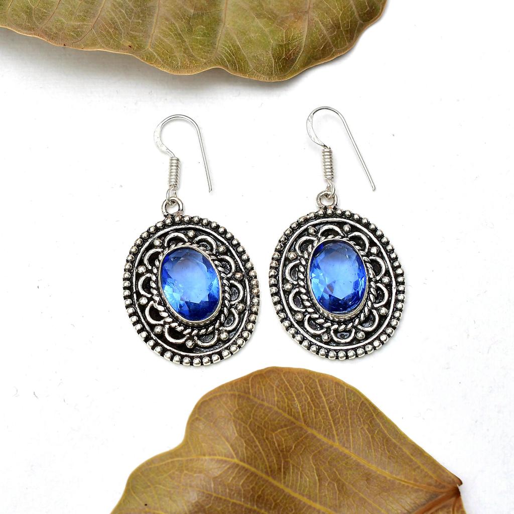 Tanzanite Gemstone Handmade 925 Sterling Silver Jewelry Earring