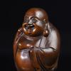 Sieben Glücksgötter Schmuckstück Holzschnitzerei Hotei Buchsbaumholz Antikfarben Buddha Statue Mini Hotei Schmuckstück Geldglück Amulett 8cm x Breite 5cm x Tiefe