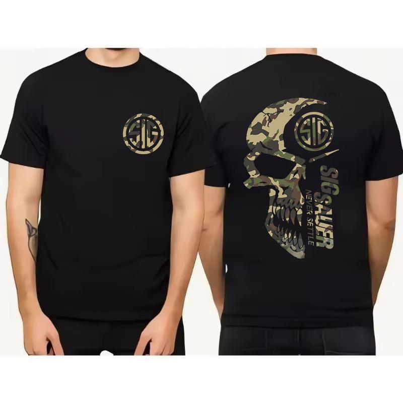 

Летняя унисекс футболка с камуфляжем и надписью Sig Sauer Never Settle S