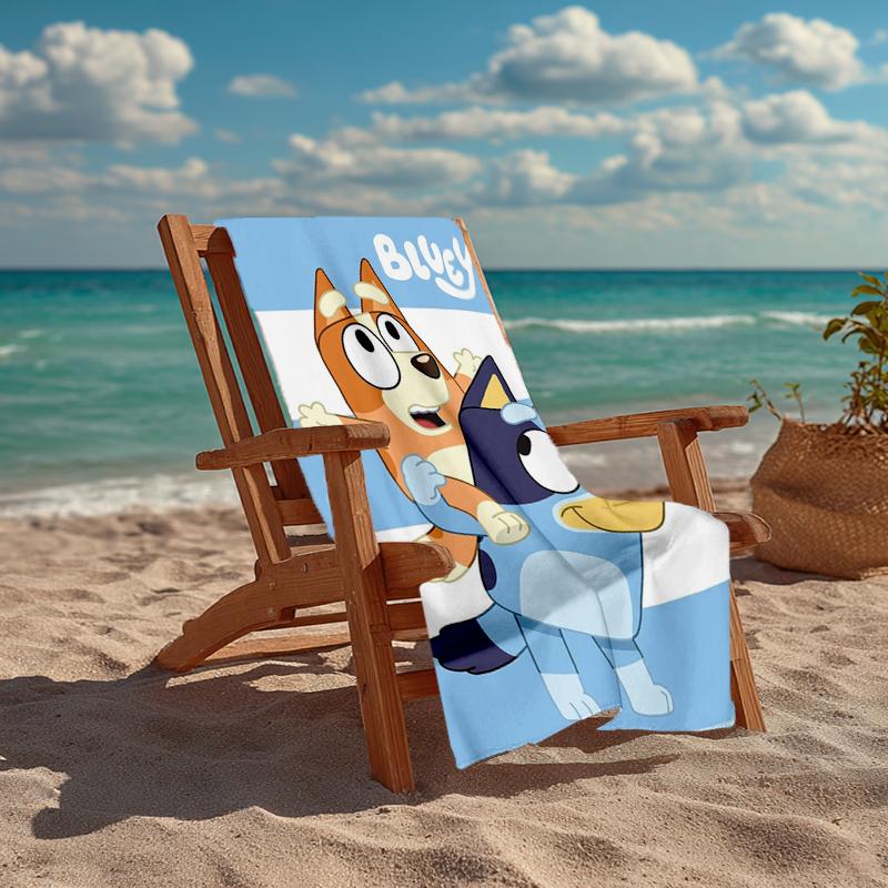 Ultra-Soft Beach Towel with Bluey Theme,Ideal for Pool - Camping, Diving - Perfect Travel Essential, Vibrant Beach Towel.