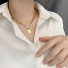 Women's Double Layered Square Pendant Titanium Necklace